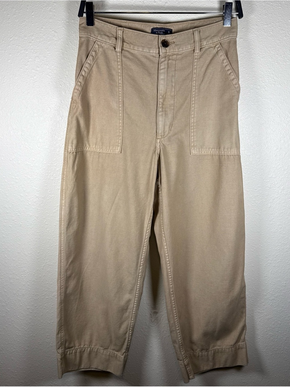 Abercrombie And Fitch Tan Wide Leg Cropped High Waist Pants Boho S